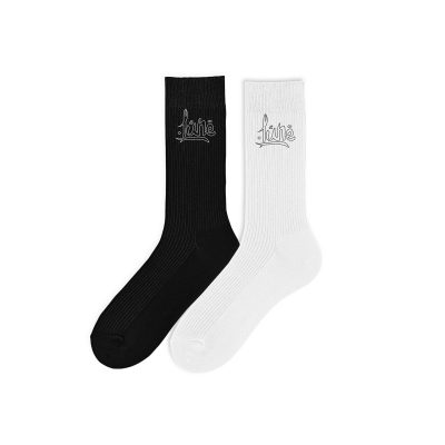 Lune Socken mit Logo Doppelpack schwarz/weiß